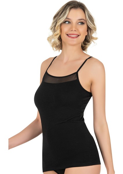 Kadın Pamuklu Modal Tül Detaylı Ince Askılı Atlet modelleri