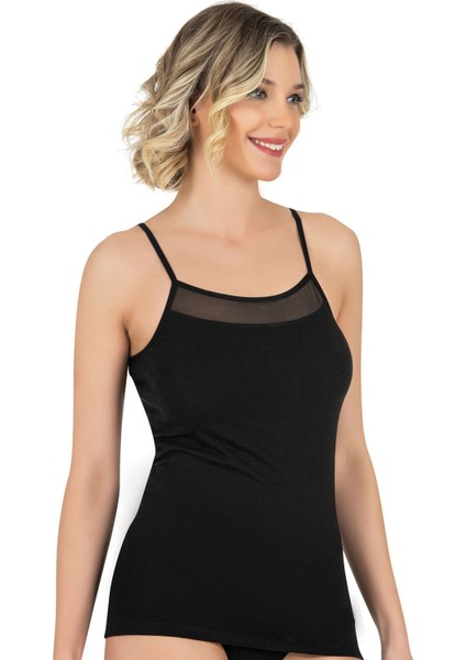 Kadın Pamuklu Modal Tül Detaylı Ince Askılı Atlet fırsatları