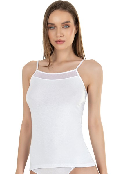 Kadın Pamuklu Modal Tül Detaylı Ince Askılı Atlet modelleri