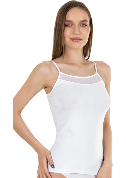 Kadın Pamuklu Modal Tül Detaylı Ince Askılı Atlet fırsatları