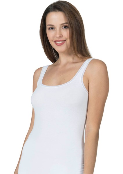 Kadın Pamuklu Modal Likralı Tül Biyeli Kalın Askılı Atlet modelleri