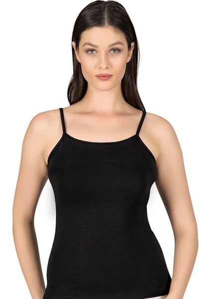 Kadın Pamuklu Modal Esnek Rahat Havuz Yaka Biyeli Ip Askılı Atlet