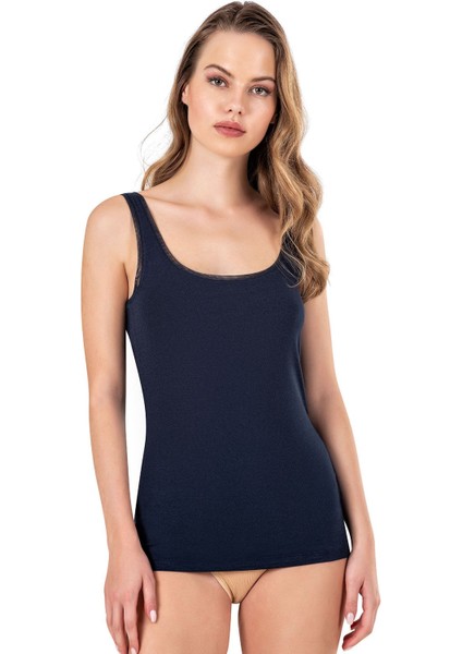 Kadın Pamuklu Modal Likralı Tül Biyeli Kalın Askılı Atlet fiyatları