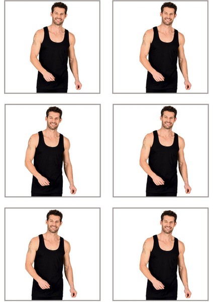 6'lı Paket Erkek %100 Pamuklu Ribana Esnek Rahat Kalın Askılı Örme Atlet