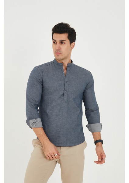 Jack Carısma Yarım Pat Hakim Yaka Pamuklu Likralı Gömlek modelleri