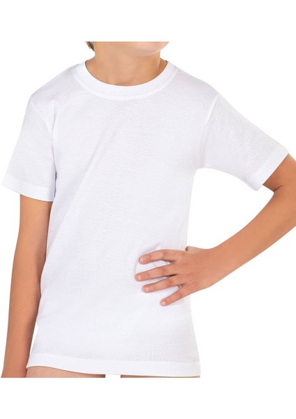 6'li Paket Erkek Çocuk %100 Pamuklu Ribana Esnek Rahat Yarım Kol Kapalı Yaka Fanila T-Shirt modelleri
