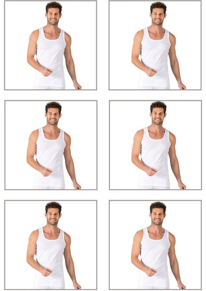 6'lı Paket Erkek %100 Pamuklu Ribana Esnek Rahat Kalın Askılı Örme Atlet