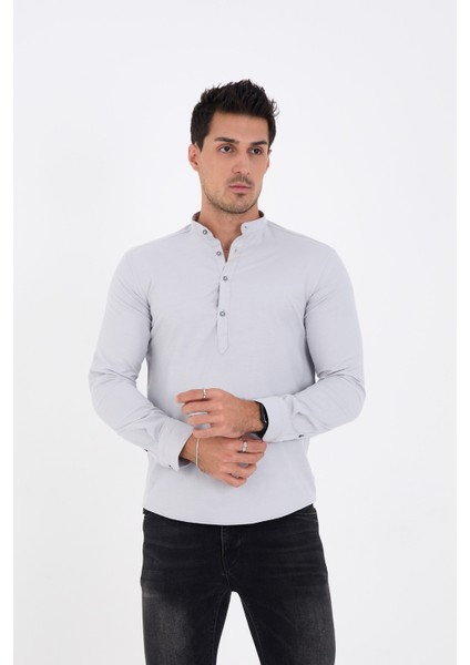 Yarım Pat Hakim Yaka Pamuklu Likralı Gömlek fiyatları