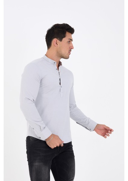 Yarım Pat Hakim Yaka Pamuklu Likralı Gömlek modelleri