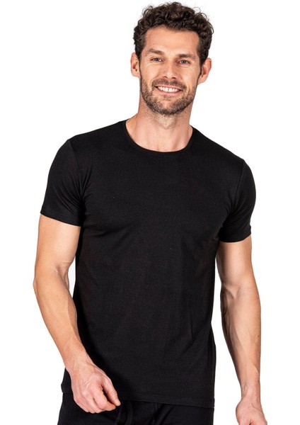 3'lü Paket Erkek Yuvarlak Simit Yaka Pamuklu Modal Tişört Fanila