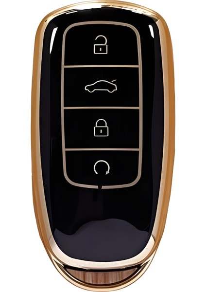 Chery Tiggo 8 Omoda 5 Tiggo 7 Uyumlu Anahtar Kumanda Kılıfı Oto Anahtarlık Siyah Gold