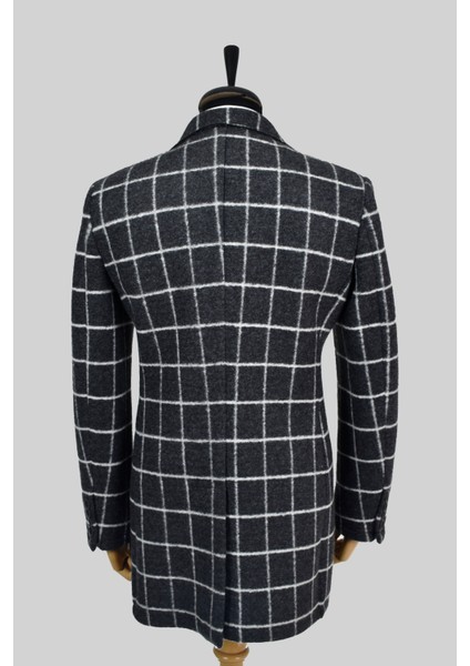 Erkek Yün Slim Fit Pis Dikişli Kruvaze Palto