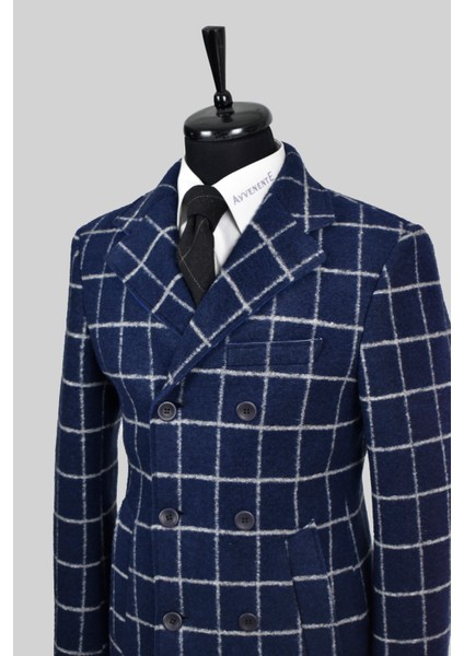 Erkek Yün Slim Fit Pis Dikişli Kruvaze Palto fiyatları