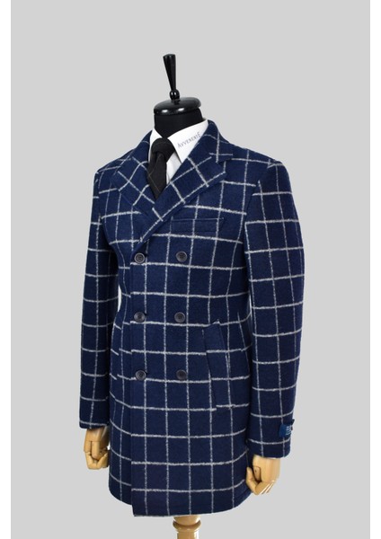 Erkek Yün Slim Fit Pis Dikişli Kruvaze Palto fırsatları