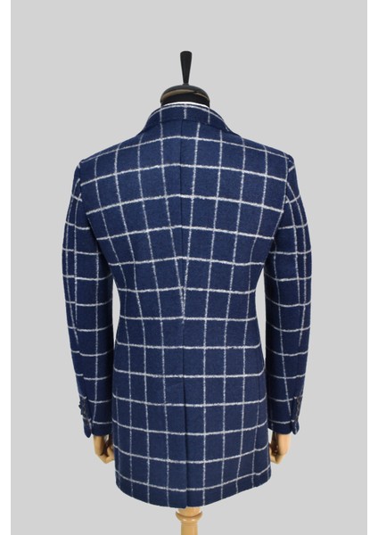 Erkek Yün Slim Fit Pis Dikişli Kruvaze Palto