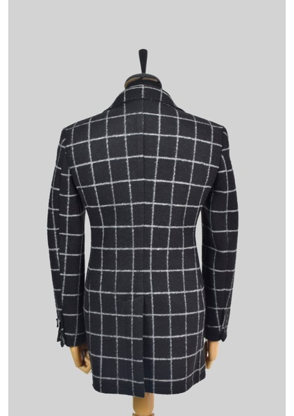 Erkek Yün Slim Fit Pis Dikişli Kruvaze Palto