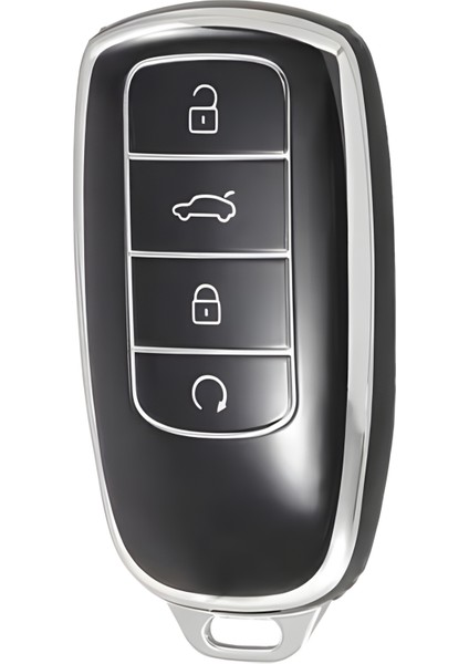 Chery Tiggo 8 Omoda 5 Tiggo 7 Uyumlu Anahtar Kumanda Kılıfı Oto Anahtarlık Siyah Silver