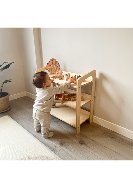 Montessori Raflı Ahşap Çocuk Odası Dolabı - Naturel fiyatları