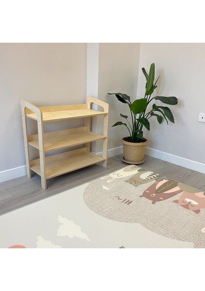 Montessori Raflı Ahşap Çocuk Odası Dolabı - Naturel modelleri