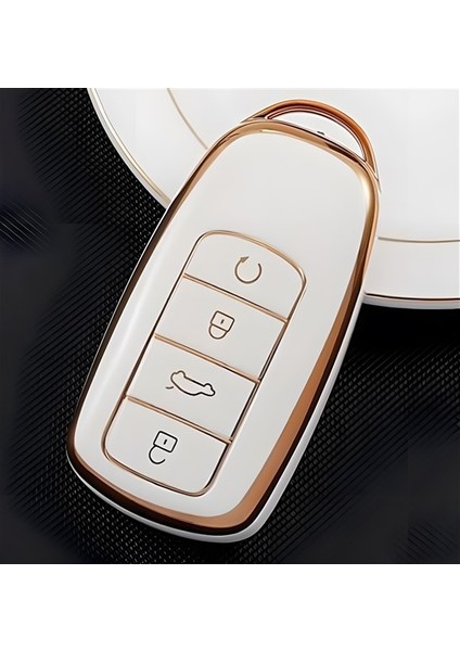 Chery Tiggo 8 Omoda 5 Tiggo 7 Uyumlu Anahtar Kumanda Kılıfı Oto Anahtarlık Beyaz Gold