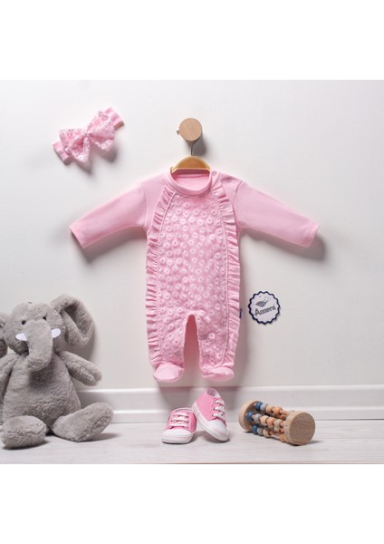Fırfırlı Güpürlü Kız Bebek Tulumu