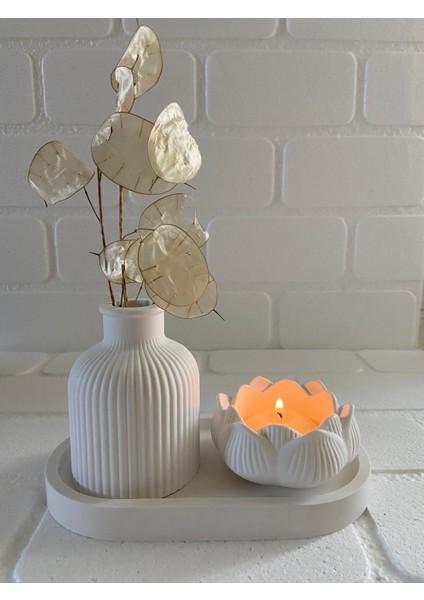 Oval Tepsili Mumluk ve Vazo Seti