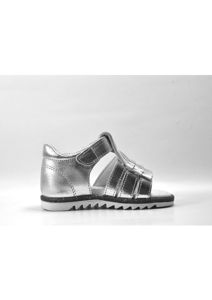 P.100 Deri Gri & Beyaz Cırtlı Ortopedik Kız Çocuk Bebek Sandalet fiyatları