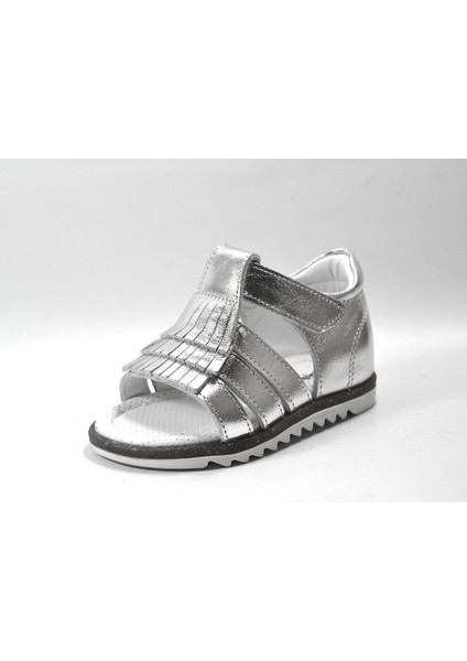 P.100 Deri Gri & Beyaz Cırtlı Ortopedik Kız Çocuk Bebek Sandalet indirimleri