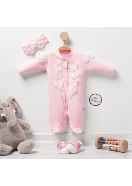 Fırfırlı Güpürlü Kız Bebek Tulumu