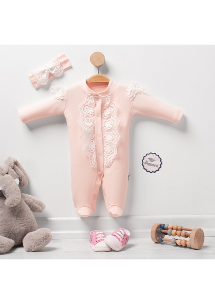 Fırfırlı Güpürlü Kız Bebek Tulumu