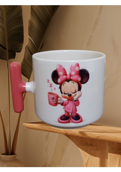 Pembe Minnie Çift Taraf Baskılı Kupa Bardak (Pembe T)
