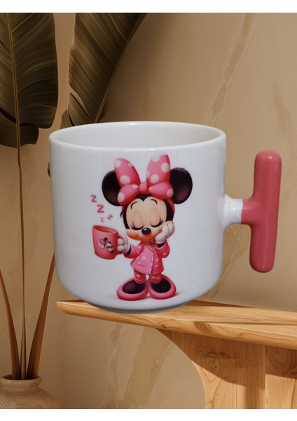 Pembe Minnie Çift Taraf Baskılı Kupa Bardak (Pembe T)