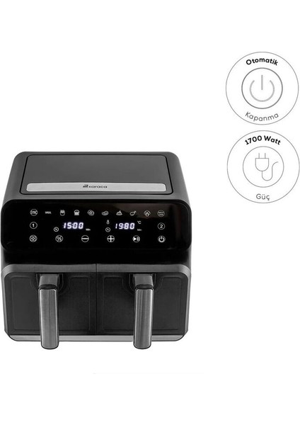 Xxxl 4+4 Litre Çift Hazne Dijital Kullanım 7 Pişirme Modu -Makinede Yıkanabilir Airfryer