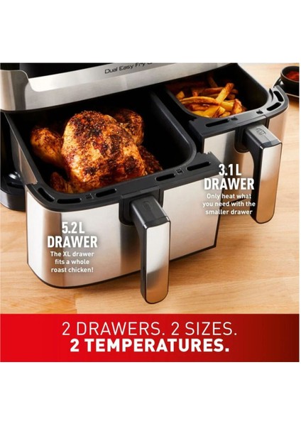Çift Hazneli Ikili Pişirici Easy Fry & Grill 5,2 L Xxl Iki Sepetli Yağsız Havalı Fritöz fiyatları