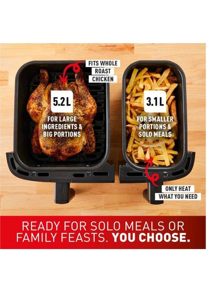 Çift Hazneli Ikili Pişirici Easy Fry & Grill 5,2 L Xxl Iki Sepetli Yağsız Havalı Fritöz modelleri