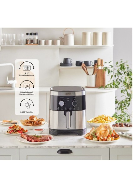 9 Litre Ekstra Büyük Hacim 8 Kişilik Airfryer