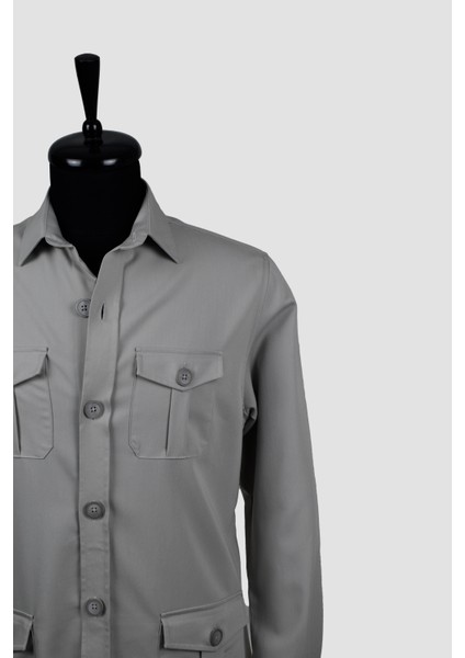 Relax Fit Düğmeli Cepli Düz Pamuk Karışımlı Uzun Kollu Alt-Üst Takım Gömlek modelleri