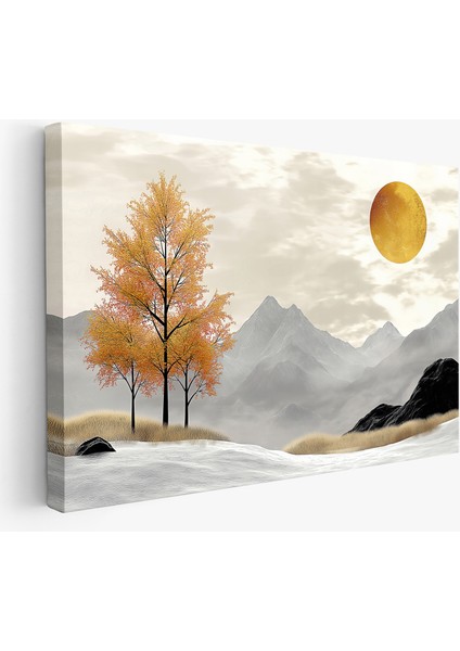 Altın Güz Rüzgarı Kanvas Duvar Tablosu Dekoratif Manzara Salon Oturma Odası Antre Dekor Büyük modelleri