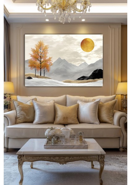 Altın Güz Rüzgarı Kanvas Duvar Tablosu Dekoratif Manzara Salon Oturma Odası Antre Dekor Büyük fırsatları