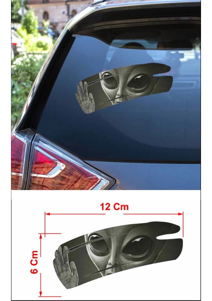 Uzaylı Camdan Bakan Uzaylı Sticker Araba Oto Motosiklet Karavan Etiket 02129