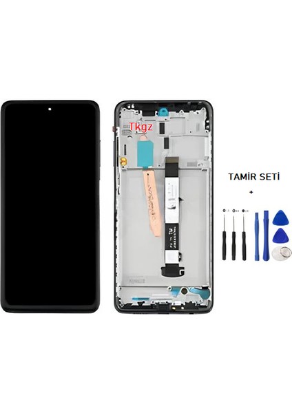 Xiaomi Poco X3 Pro Uyumlu LCD Ekran Dokunmatik Servis Orijinali Çıtalı Siyah + Tamir Seti