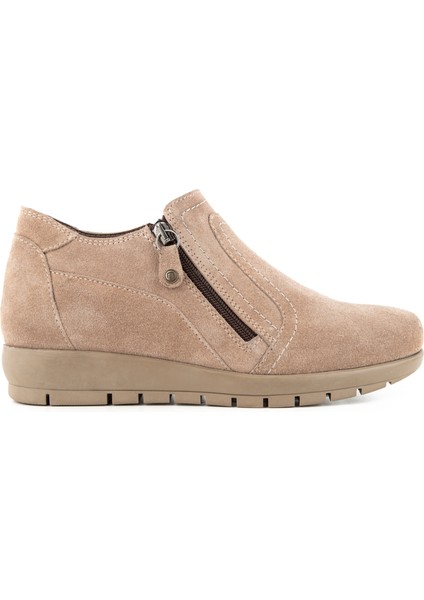 Abelia 6 Nokta Anatomik Taban Hakiki Deri Fermuarlı Kadın Bot Bej modelleri