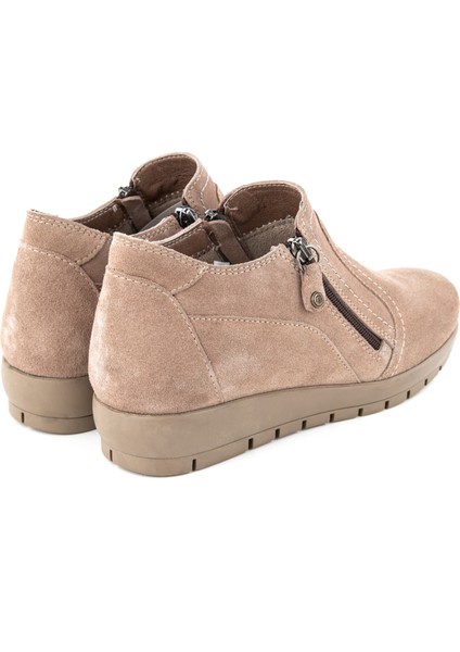 Abelia 6 Nokta Anatomik Taban Hakiki Deri Fermuarlı Kadın Bot Bej fırsatları