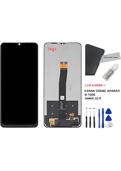 Xiaomi Poco C40 Uyumlu LCD Ekran Dokunmatik Servis Orijinali + B-7000 + Tamir Seti