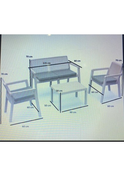 (L x )Serdem 2+1+1+Sehpa Bahçe Balkon Mobilya Takımı Yeşil fiyatları