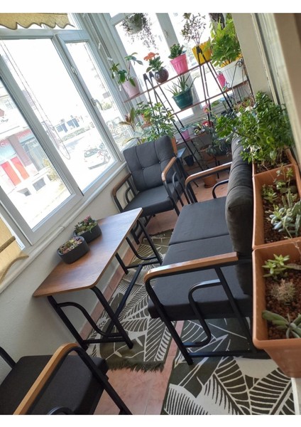 Serdem 2+1+1+Sehpa Bahçe Balkon Mobilya Takımı Antrasit modelleri