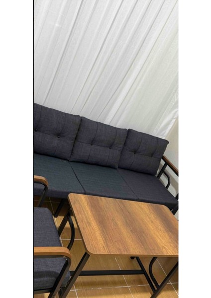 Serdem 3+1+1+Sehpa Bahçe Balkon Mobilya Takımı (No 12 Lacivert)