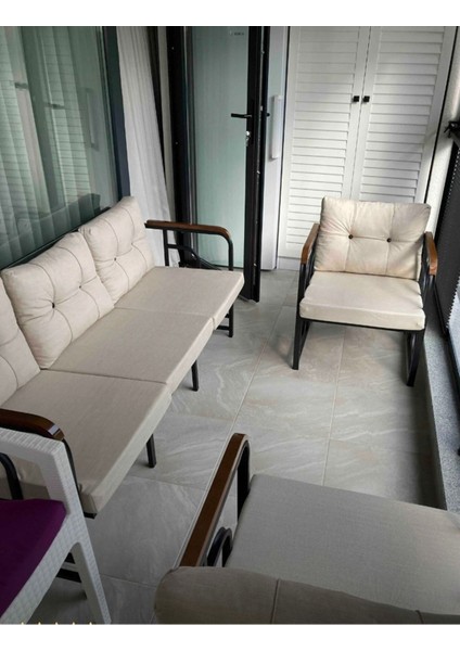 Serdem 3+1+1+ Bahçe Balkon Mobilya Takımı Bej
