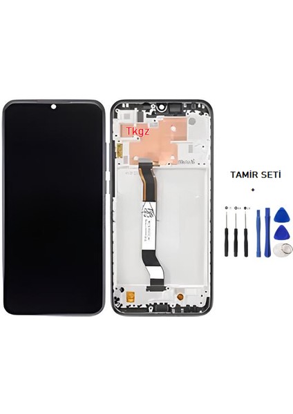 Xiaomi Redmi Note 8 Uyumlu LCD Ekran Dokunmatik Servis Orijinali Çıtalı Siyah + Tamir Seti