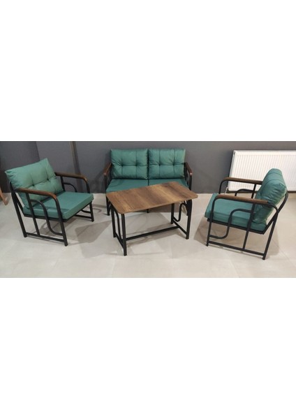 Serdem 2+1+1+Sehpa Bahçe Balkon Mobilya Takımı Yeşil
